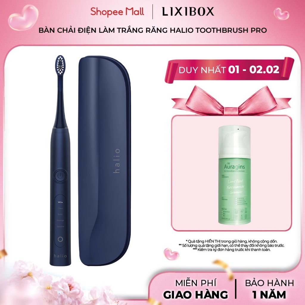 Bàn Chải Điện Làm Trắng Răng Halio Sonic Whitening Electric Toothbrush PRO Kèm Hộp Đựng