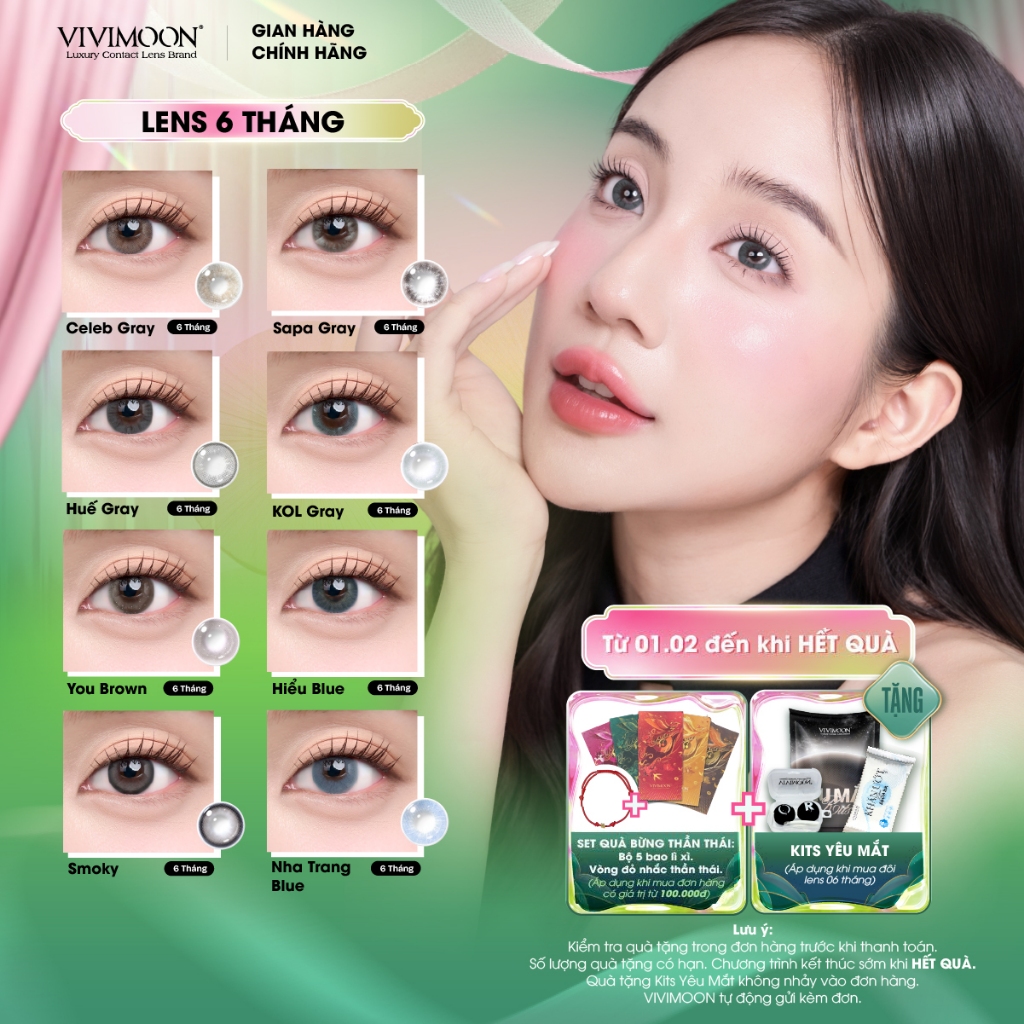 01 chiếc lens cận VIVIMOON cho mắt thở