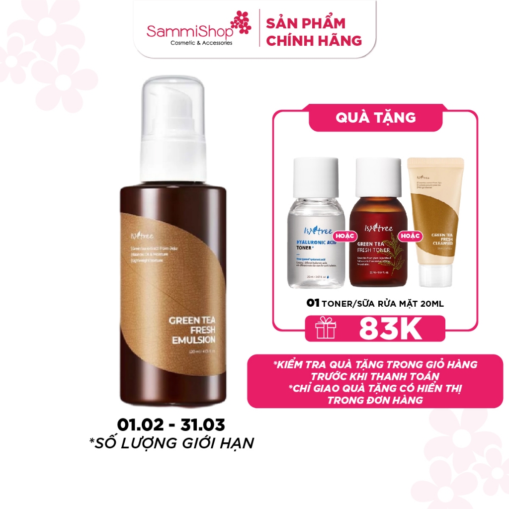Isntree Sữa Dưỡng Green Tea Fresh Emulsion 120ml