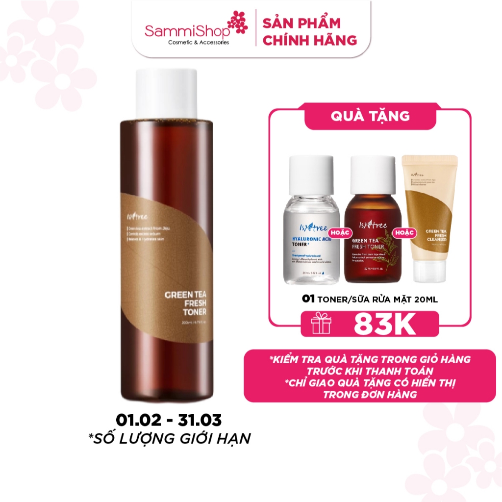 Isntree Nước Hoa Hồng Green Tea Fresh Toner 200ml
