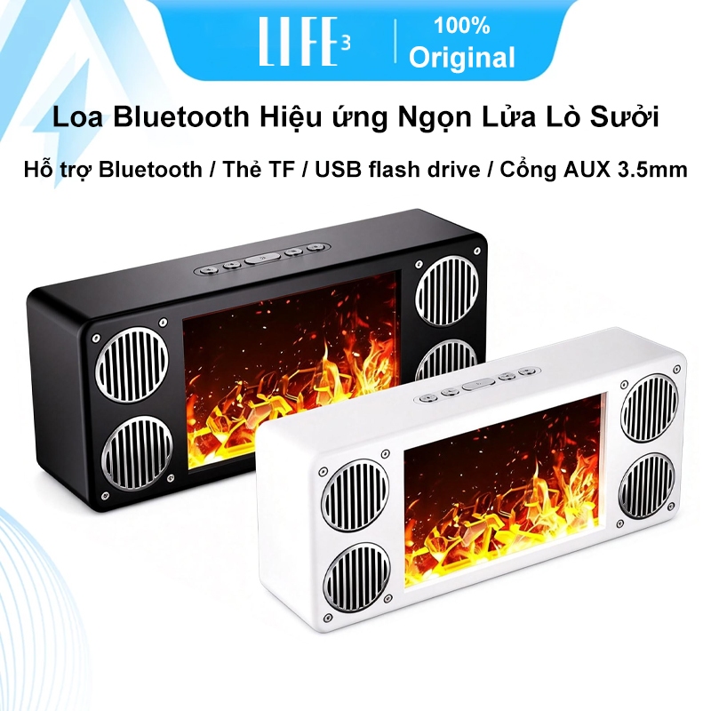 L45 Loa Bluetooth Hiệu Ứng Ngọn Lửa Lò Sưởi | Đèn Ngủ Trang Trí | Loa Không Dây