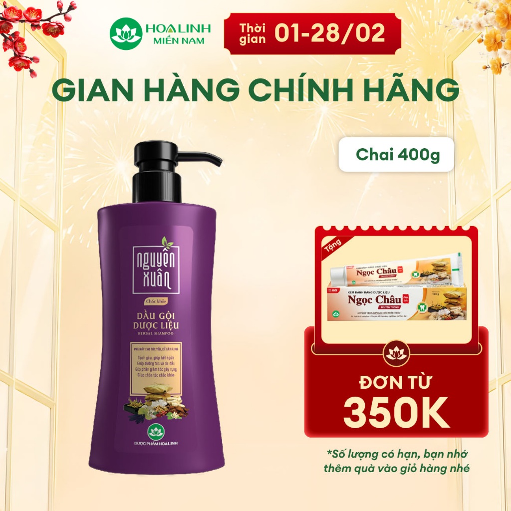 Dầu gội Nguyên Xuân chắc khỏe 350ml KM 35ml - Dành cho tóc yếu, dễ gãy rụng
