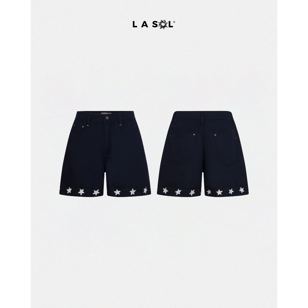 Quần short LASOL denim cotton thêu ngôi sao Stella