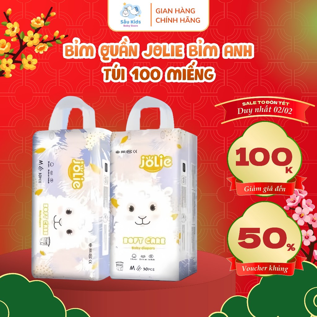 Bỉm Jolie Xuất Nhật 100 Miếng – Tã Quần Siêu Thấm, M/L/XL/XXL/XXXL/XXXXL