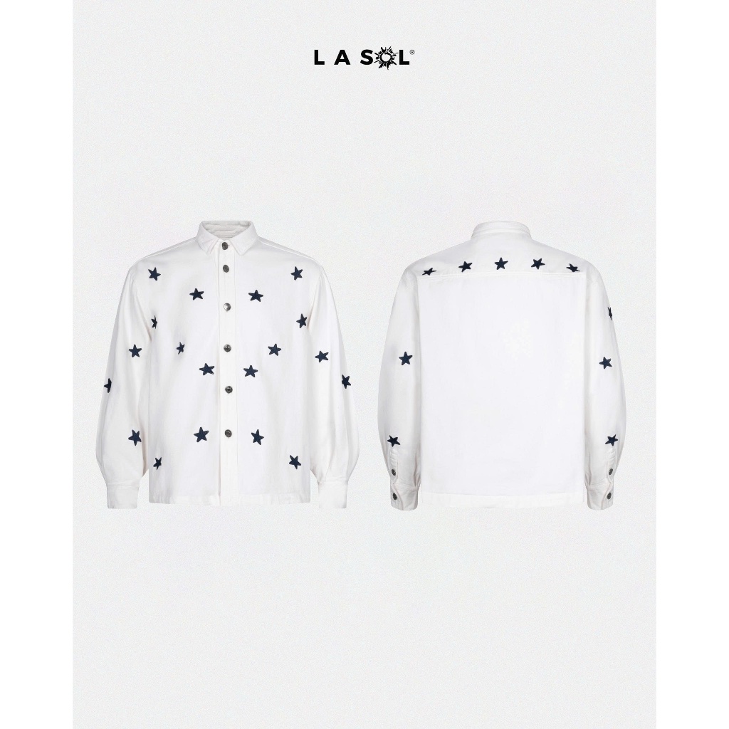 Áo sơ mi denim cotton thêu ngôi sao tay dài Stella La Sol