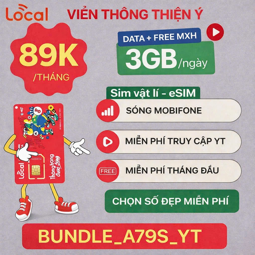 SIM 4G/5G LOCAL 👉 A79 90Gb/THÁNG{ FREE THÁNG ĐẦU }