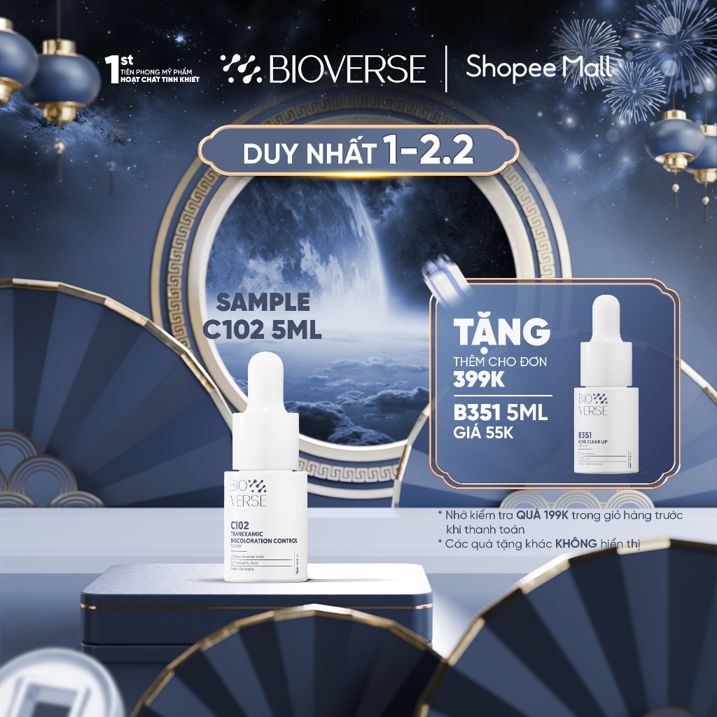 Sample Tinh Chất Vitamin C102 Mờ Thâm Đỏ C102 Tranexamic Discoloration Control Serum 5ml