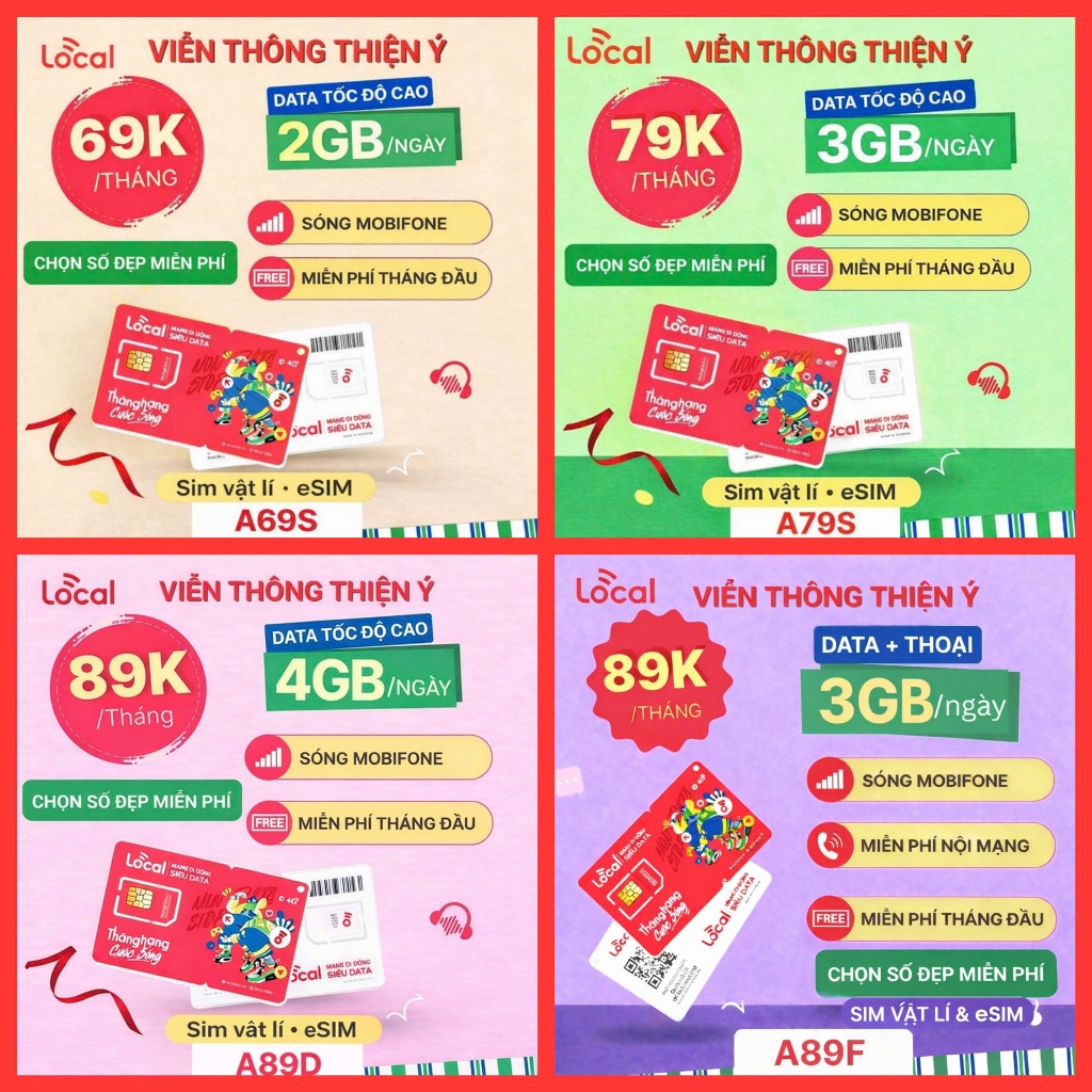 SIM SÓNG MOBIFONE 5G - 4G LOCAL - VNSKY A79 A68 A69 A89{Sim vật lí & Esim}