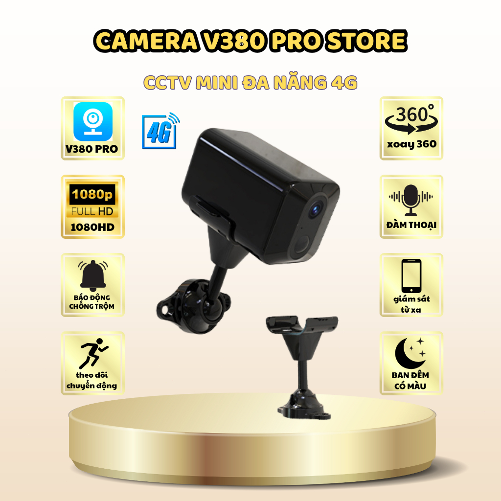 V380 pro CCTV  Camera Mini Đa Năng 4G, Bảo Hành 12 Tháng, Phát Hiện Chuyển Động  Đàm Thoại 2 Chiều,
