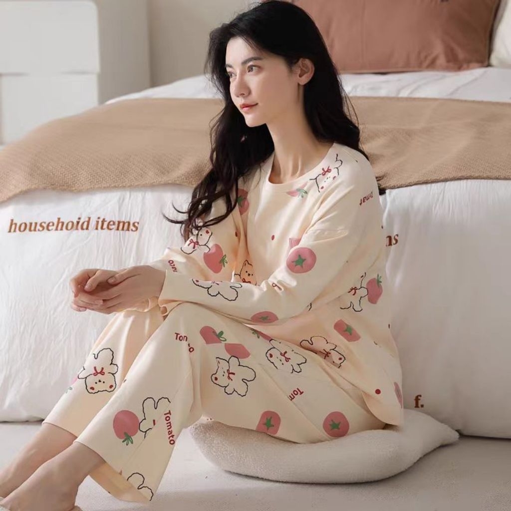 (60-100kg)MT35-25.Bộ thun dài tay nữ mặc nhà . Bộ dài tay thu đông nữ. Bộ ngủ nữ dài tay big size.