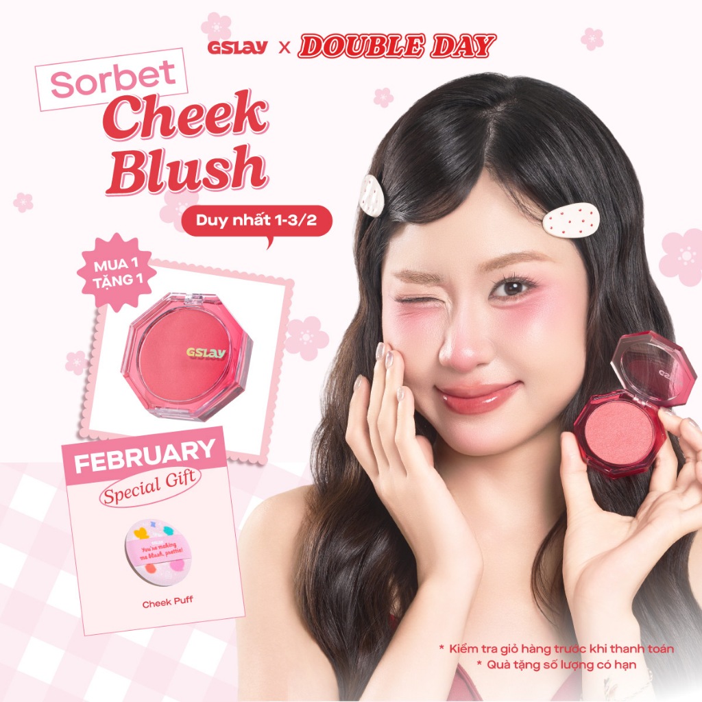 Má Hồng Kem Hoá Phấn GSLAY Sorbet Cheek Blush thuần chay mịn lì và nhũ dễ tán bền màu (5gr)