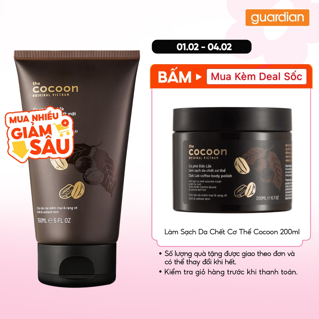 Cà Phê Đắk Lắk Làm Sạch Da Chết Mặt Dak Lak Coffee Face Polish cocoon 150Ml