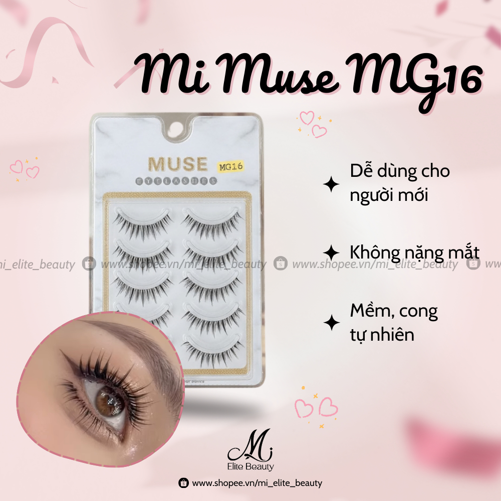 Mi Muse Gân Trong MG16- Mi Giả Sợi Mỏng, Nhẹ, Tự Nhiên,Lên Mắt Xinh- Mi Elite Beauty