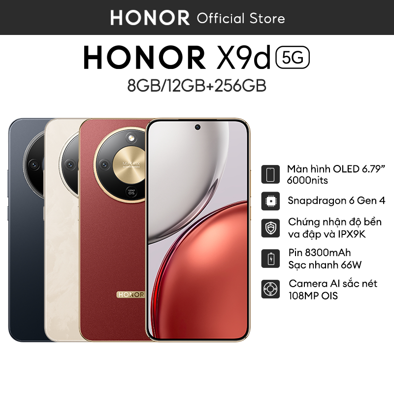 [ƯU ĐÃI ĐỘC QUYỀN] Điện Thoại Honor X9d 5G 8GB/12GB + 256GB/512GB | Pin 8300mAh | Camera AI OIS 108 MP| BH 24 Tháng | BigBuy360 - bigbuy360.vn