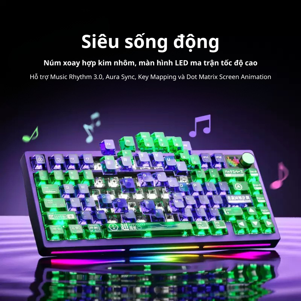 [CHÍNH HÃNG FULL VAT] Bàn phím cơ PMO P75 - Layout 75% | Màn hình LED Dot-Matrix | Pin 10000mAh | Độ trễ 0.8ms | BigBuy360 - bigbuy360.vn
