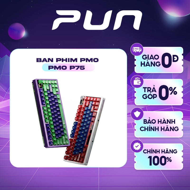 [CHÍNH HÃNG FULL VAT] Bàn phím cơ PMO P75 - Layout 75% | Màn hình LED Dot-Matrix | Pin 10000mAh | Độ trễ 0.8ms | BigBuy360 - bigbuy360.vn