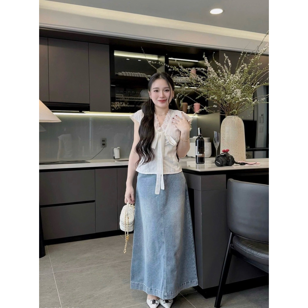 Hion Store - Set áo trắng + cv jean dài