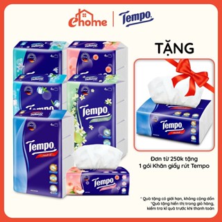 [LỐC 4 GÓI x 90 TỜ] Khăn Giấy Gói Rút Tempo Cao Cấp 4 Lớp Bền Dai, Thương Hiệu Đức, An Toàn Cho Da