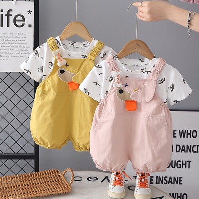 Set Áo Thun Tay Ngắn Họa Tiết Cún Yếm Quần Cho Bé Trai Gái 1-5 Tuổi MINTSCLOSET Quảng Châu - YE5238