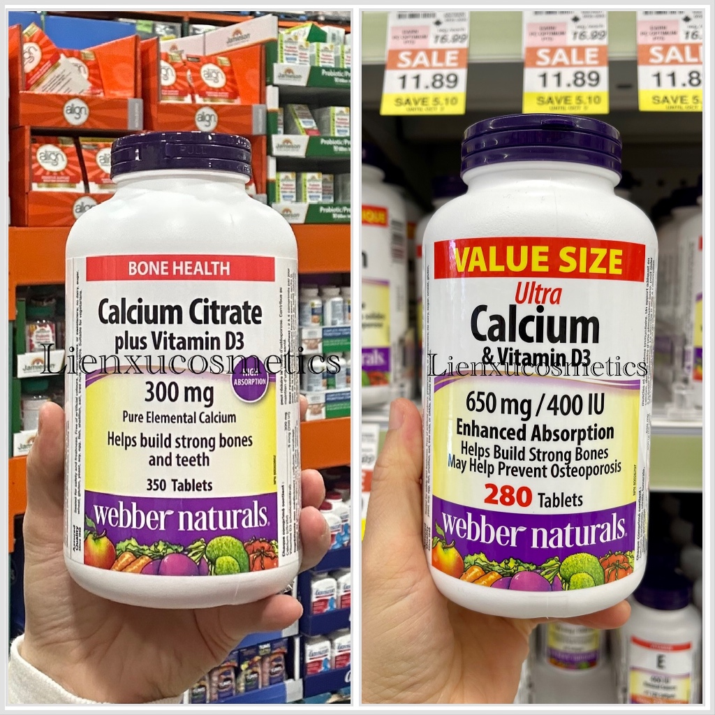 Bổ sung Canxi và vitamin D3 Webber naturals calcium citrate plus vitamin D3