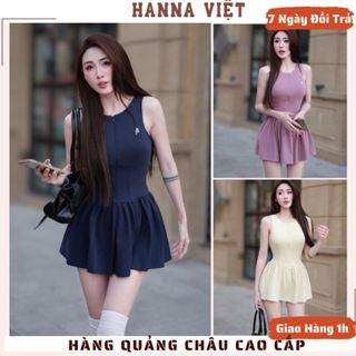 Đồ Thể Thao Nữ, Đồ Pickleball Nữ, Váy Thể Thao Liền Quần Sẵn Đệm Mút Forem Ôm Sát Nách H11 Ms441