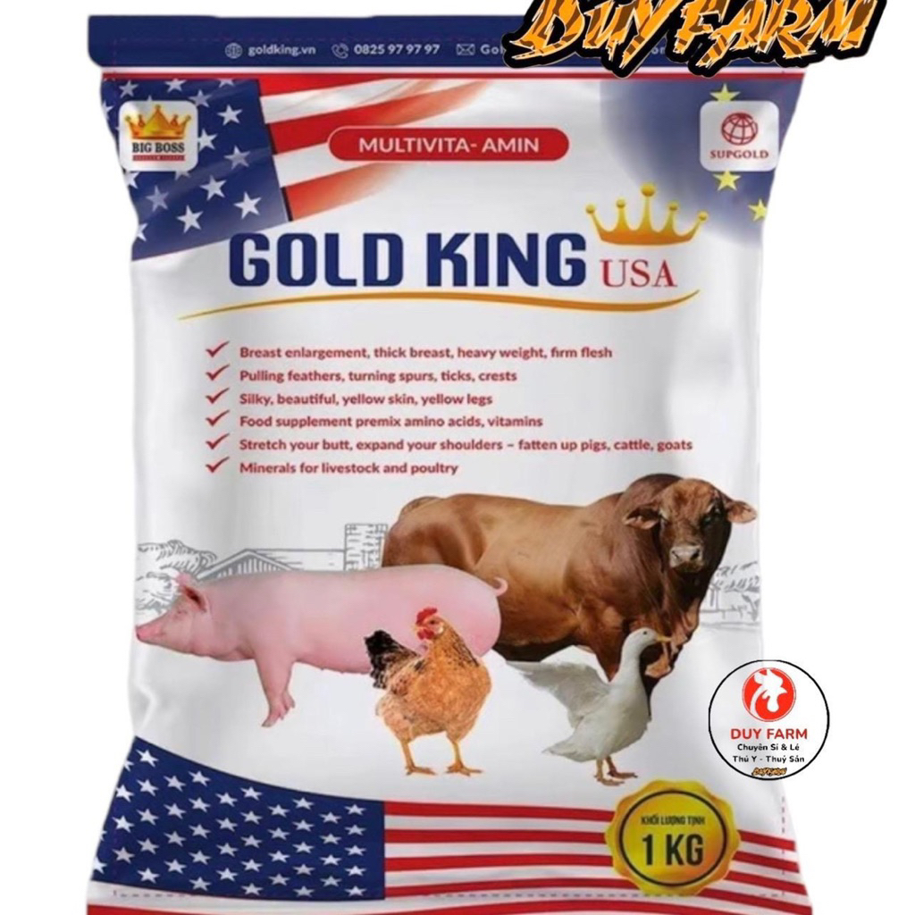 ( Dùng Thử) GOLDKING Usa Siêu Vỗ béo Cho Vật Nuôi Gà Heo 100gr . Siêu Tăng Trọng Gold King USA