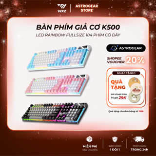 Bàn Phím K500 LED Rainbow Fullsize, Giả Cơ Gõ Êm Chống Nước Dành Cho Laptop PC Chơi Game Và Làm Việc