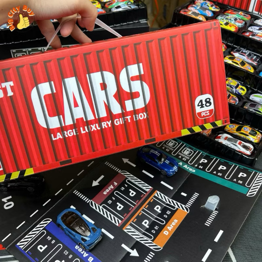 Hộp Container Xe Hơi Mini 48 Chiếc – Nhiều Mẫu Đẹp, Bé Chơi Mê Không Chán