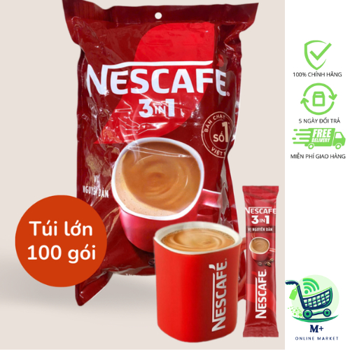 100 Gói Cà phê Nescafe 3 in 1 vị nguyên bản 16g×100 gói