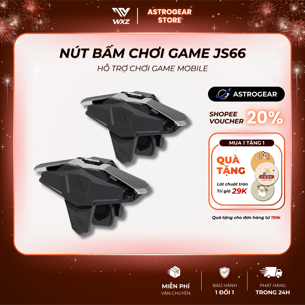 Cặp Nút Bấm JS66 Auto Tap Cảm Ứng Siêu Nhạy, Dụng Cụ Hỗ Trợ Chơi Game PUBG, Free Fire, COD Mobile