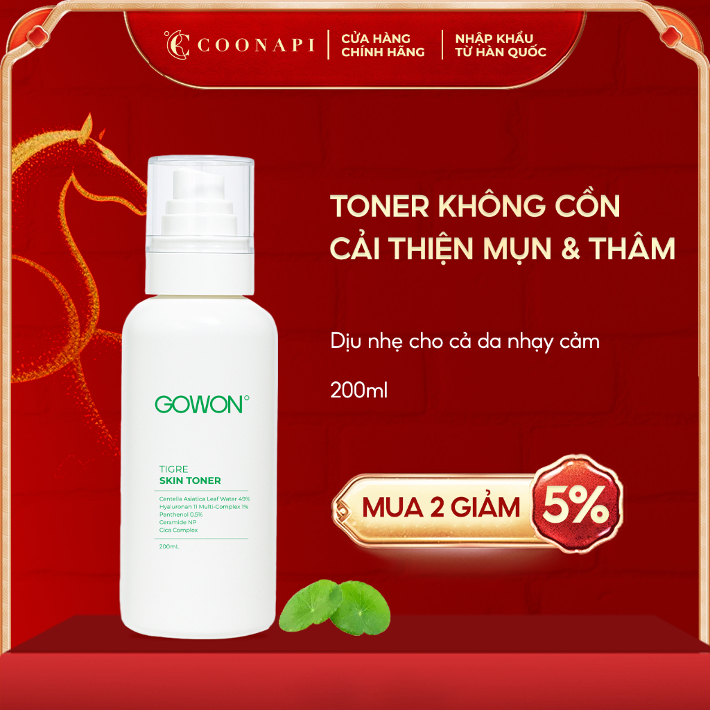 Toner Rau Má Cải Thiện Mụn Và Thâm Mụn Gowon Tigre Skin Toner 200ml