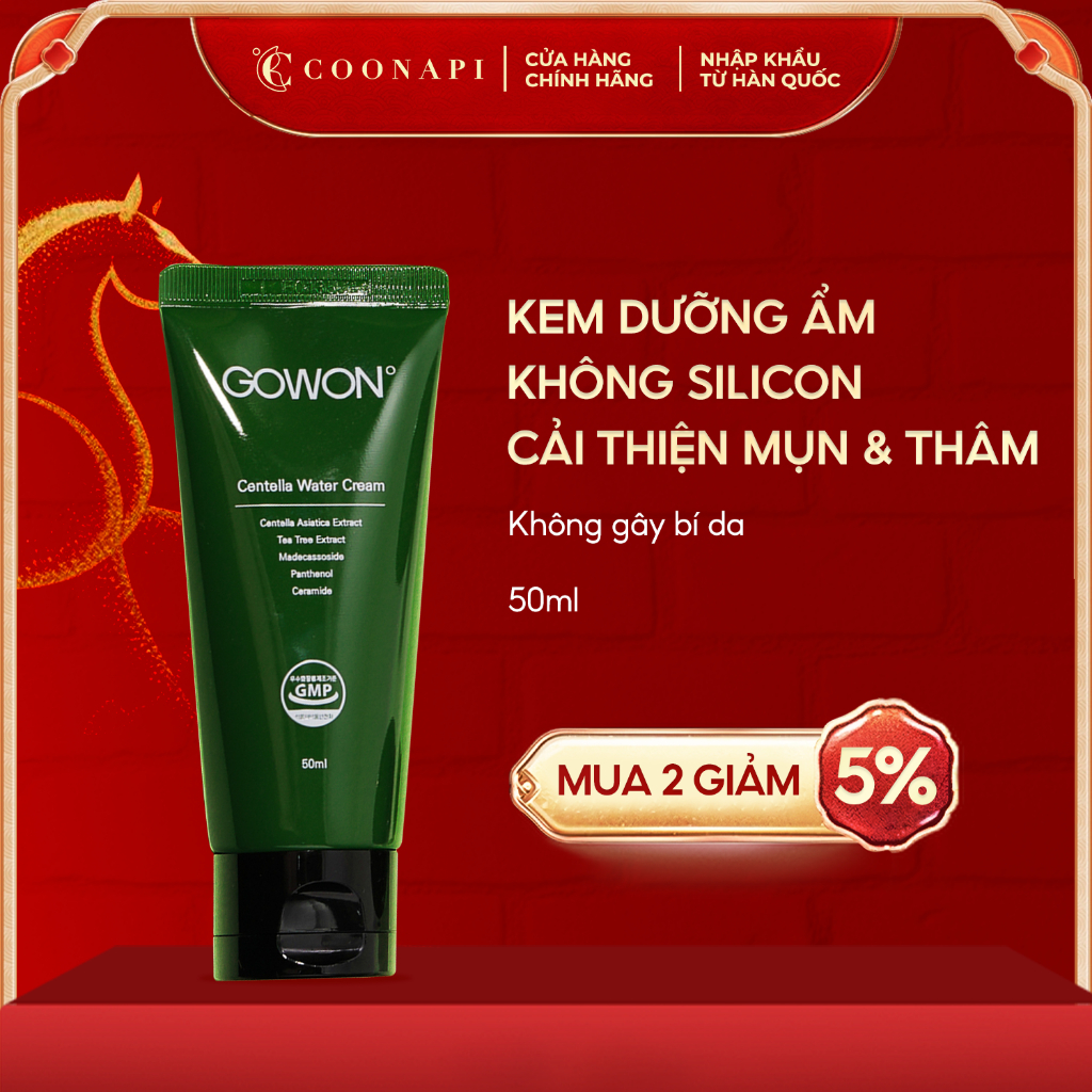 Kem Dưỡng Rau Má Phục Hồi Da Chuyên Sâu, Cải Thiện Mụn Và Thâm Mụn Gowon Centella Water Cream 50ml