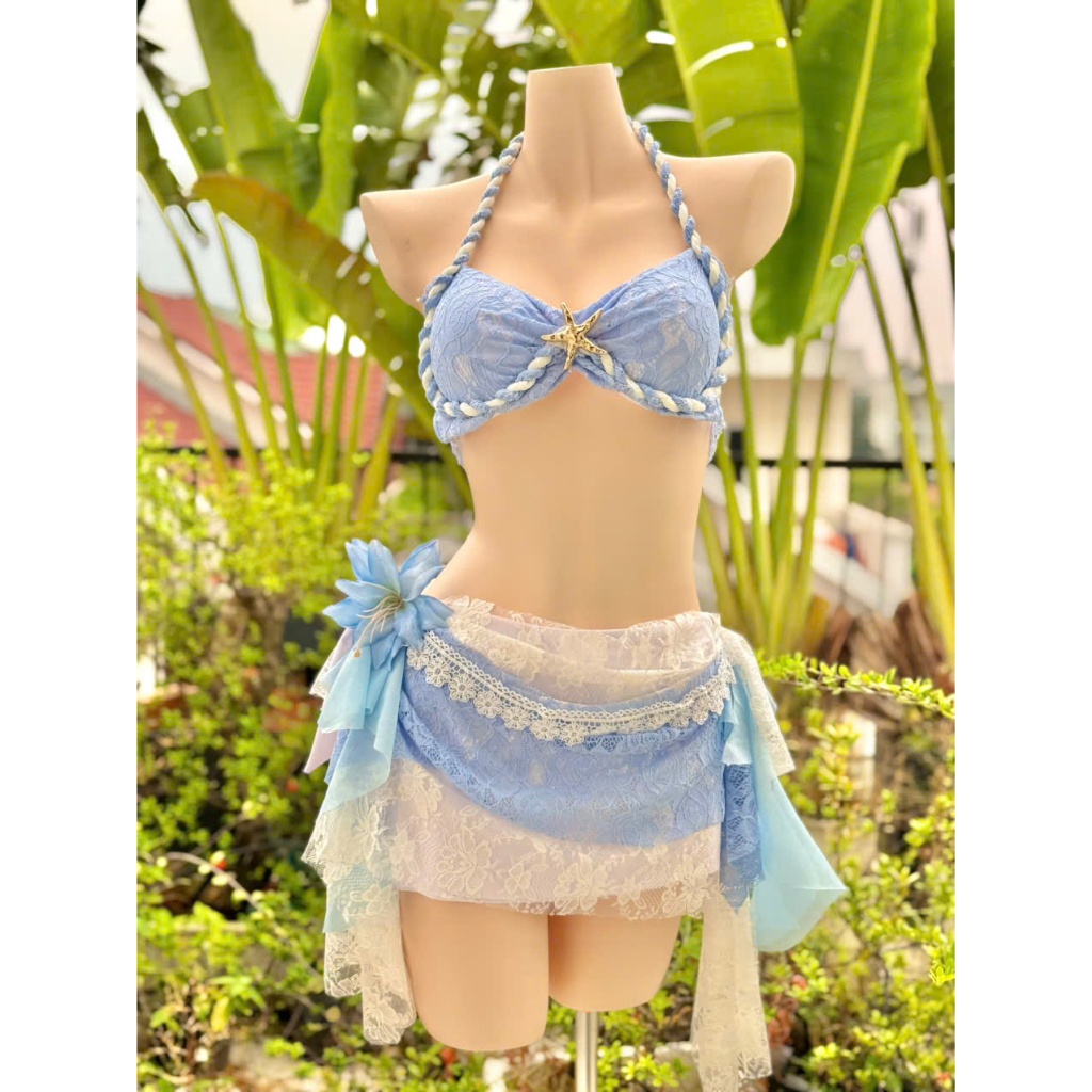 Set Bikini ,Đồ đi Biển 3 chi tiết chất ren mền mại, phối phụ kiện sang chảnh LB57