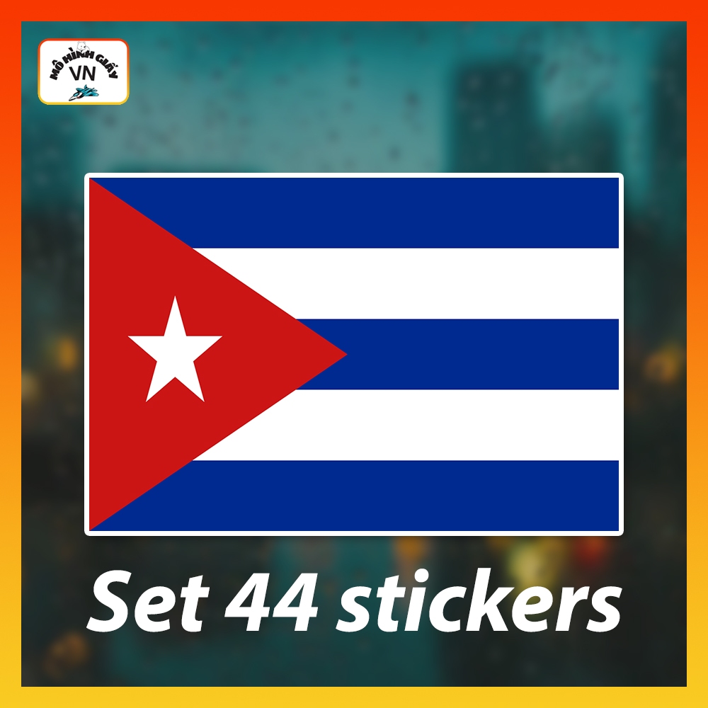 Set 44 Sticker Cờ Cuba (3 size), Tem Dán Decal Cờ CUBA Cao Cấp, Chống Thấm Nước - MohinhgiayVN