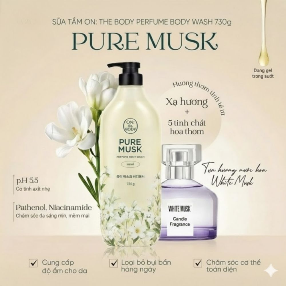 Ảnh 6 của Sữa tắm On: The Body làm sạch,dưỡng ẩm và mang lại hương thơm nước hoa quyến rũ.