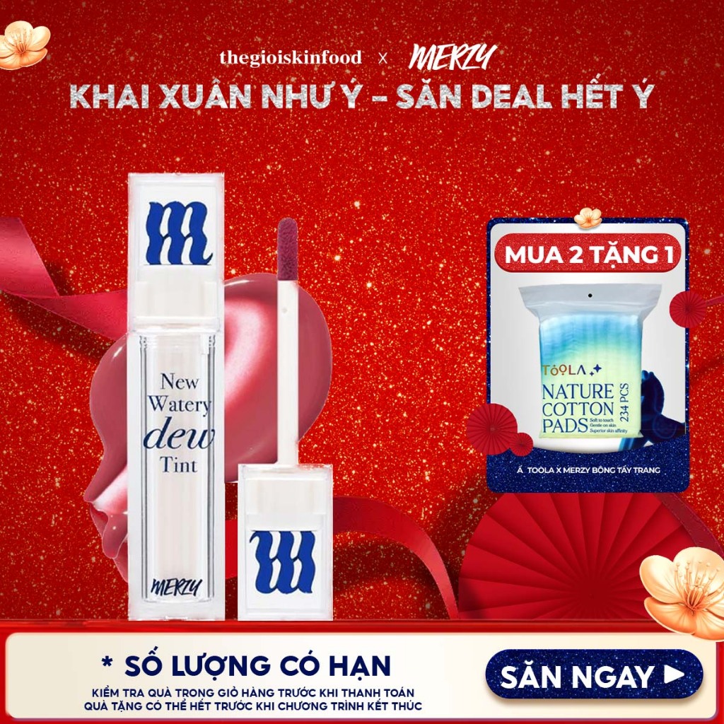 [Merzy New Dew] Son tint bóng Merzy dạng thạch, lâu trôi cho môi ẩm mịn Hàn Quốc The Watery Dew Tint