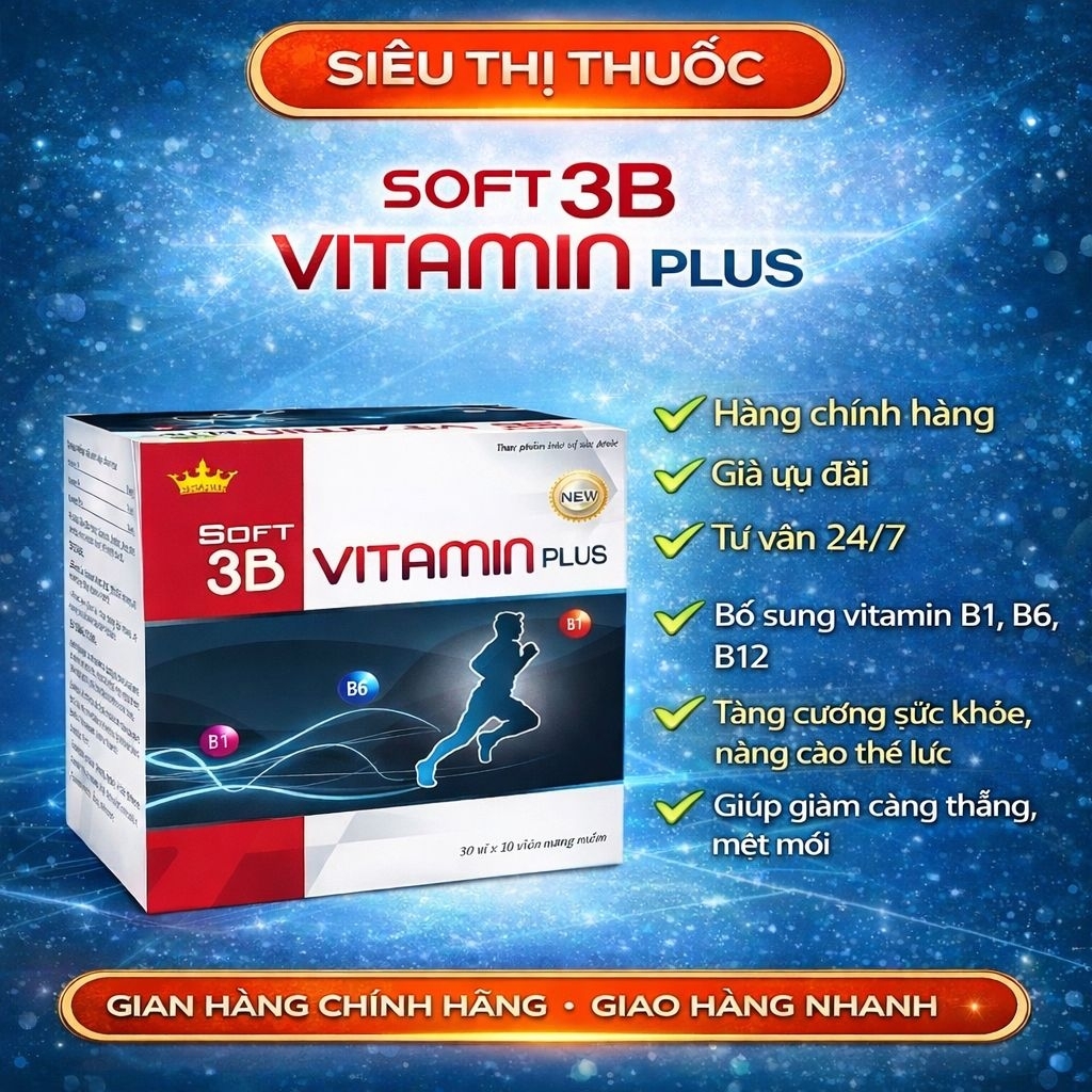 SOFT 3B VITAMIN PLUS NEW KINGPHAR GÚP BỔ SUNG CÁC VITAMIN NHÓM B, HỘP 100 VIÊN