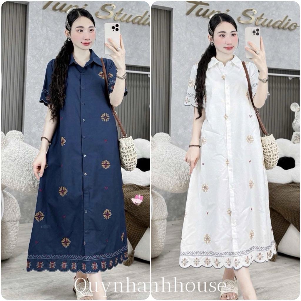 (NH CLOTHING)Váy suông Quynhanhhouse Váy sơmi thêu M11553 sm
