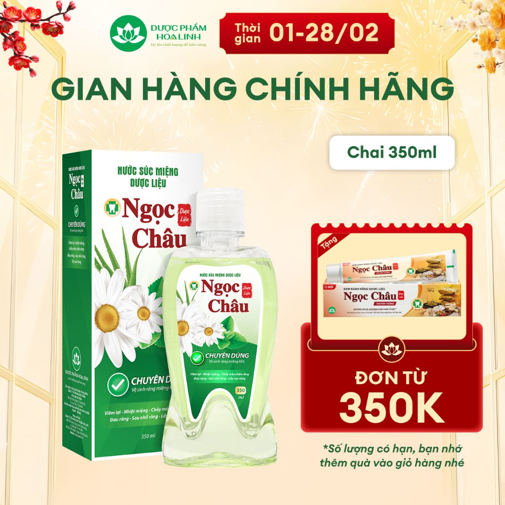 Nước súc miệng dược liệu Ngọc Châu 125ml - Ngăn nhiệt miệng, diệt khuẩn, giữ hơi thở thơm mát