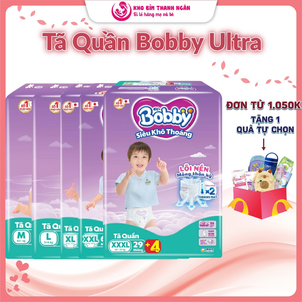 Tã Quần Bobby Ultra Gói Lớn M96 L88 XL74 XXL68 XXXL31 - Bỉm Quần Bobby Tặng Quà -  Kho Bỉm Thanh Ngâ