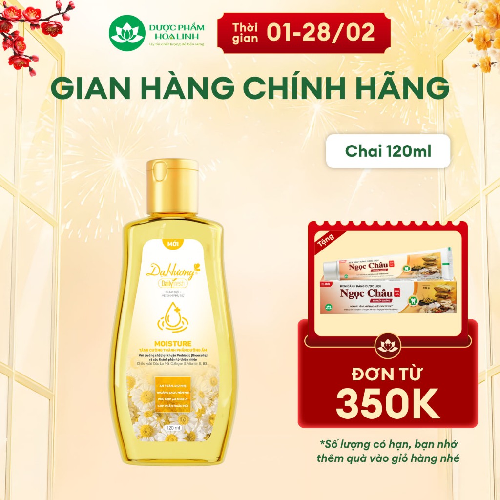 Dung dịch vệ sinh Dạ hương Daily Fresh Moisture - Tăng cường thành phần DƯỠNG ẨM 120ml