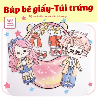 Combo 2 bộ búp bê giấy -đồ chơi cắt dán thủ công-búp bê
