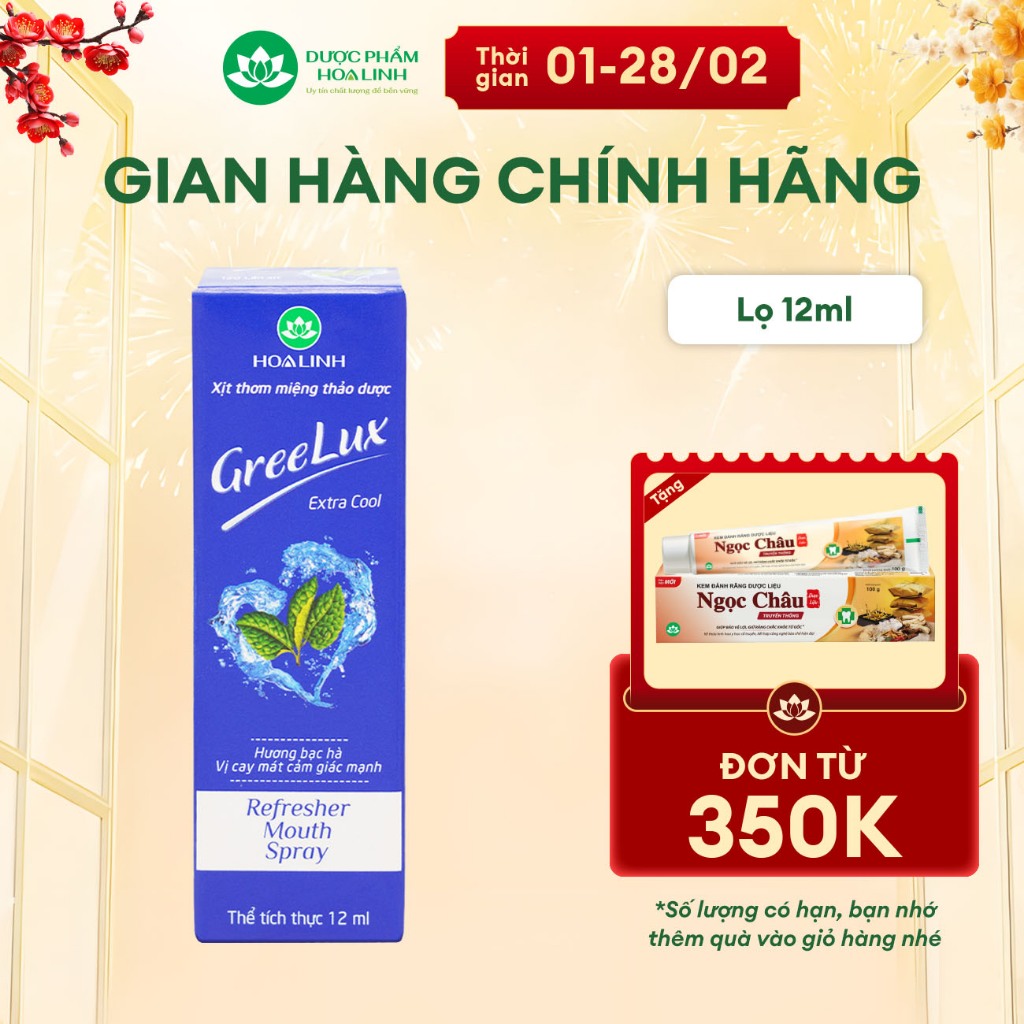 Xịt Thơm Miệng Thảo Dược GreeLux Extra Cool 12ml (vị cay mát cảm giác mạnh)