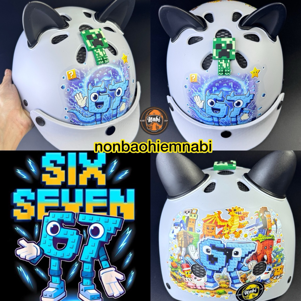 Mũ bảo hiểm Six Seven game 67 Braindrot Six Seven là mẫu mũ bảo hiểm trẻ em từ phong cách game 67 – 