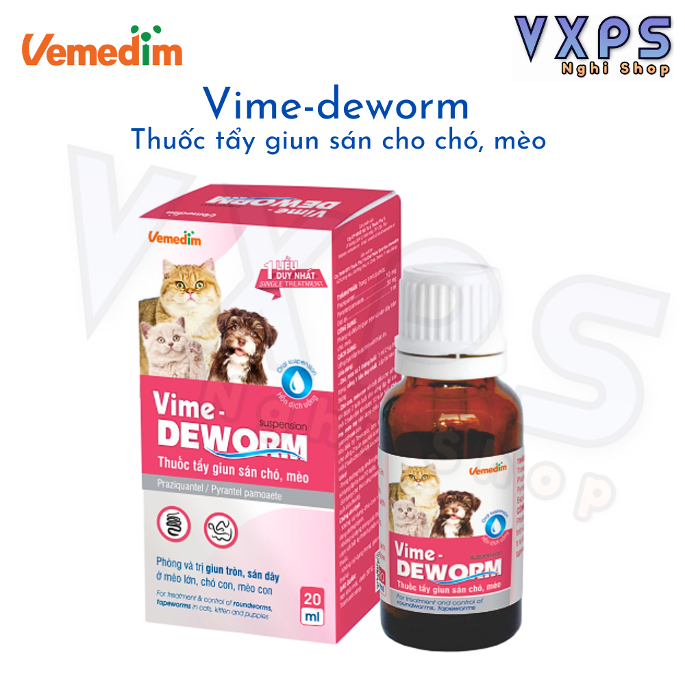 Dung dịch Vime Deworm tẩy giun sán, giun tròn dành cho chó và mèo