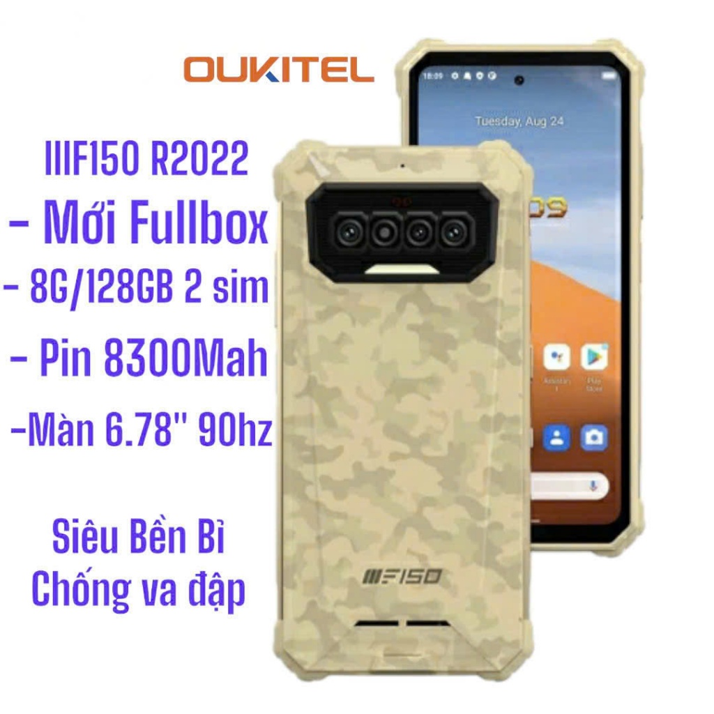 Oukitel IIIF150 R2022 , chip Helio G95 Octa, Màn hình FullHD+ 6.78inch 90Hz, Pin 8300mAh siêu bền bỉ