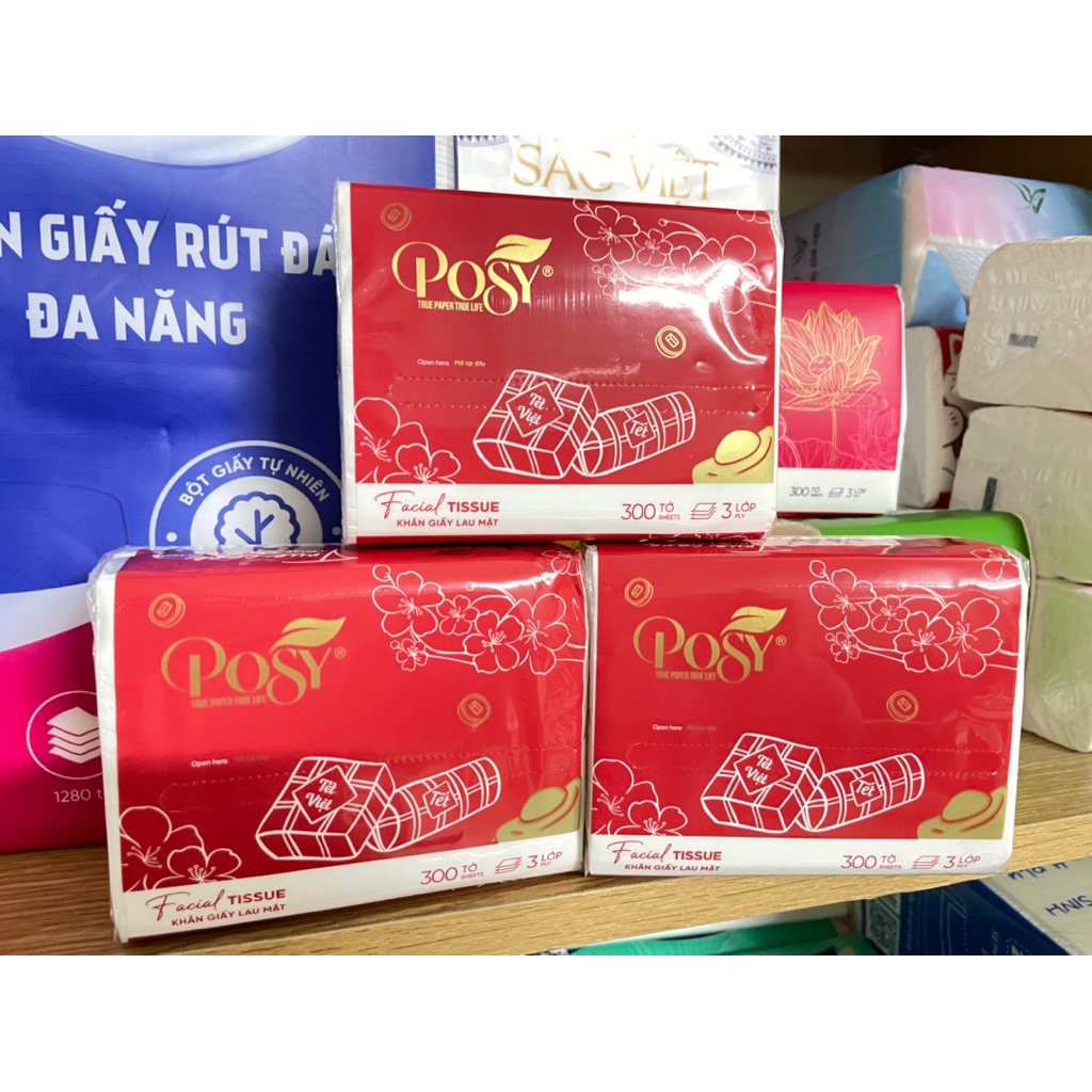 Giấy ăn Posy siêu dai, mềm mịn, thấm hút tốt. Giấy ăn cao cấp posy gói nhỏ (thùng 30 gói)