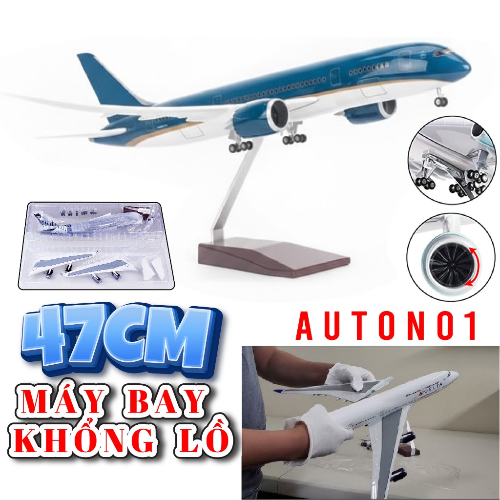 Mô hình máy bay các dòng Airbus  A380 A350 A320 - Boeing B787 B777 B737 kích thước 47cm không đèn MB