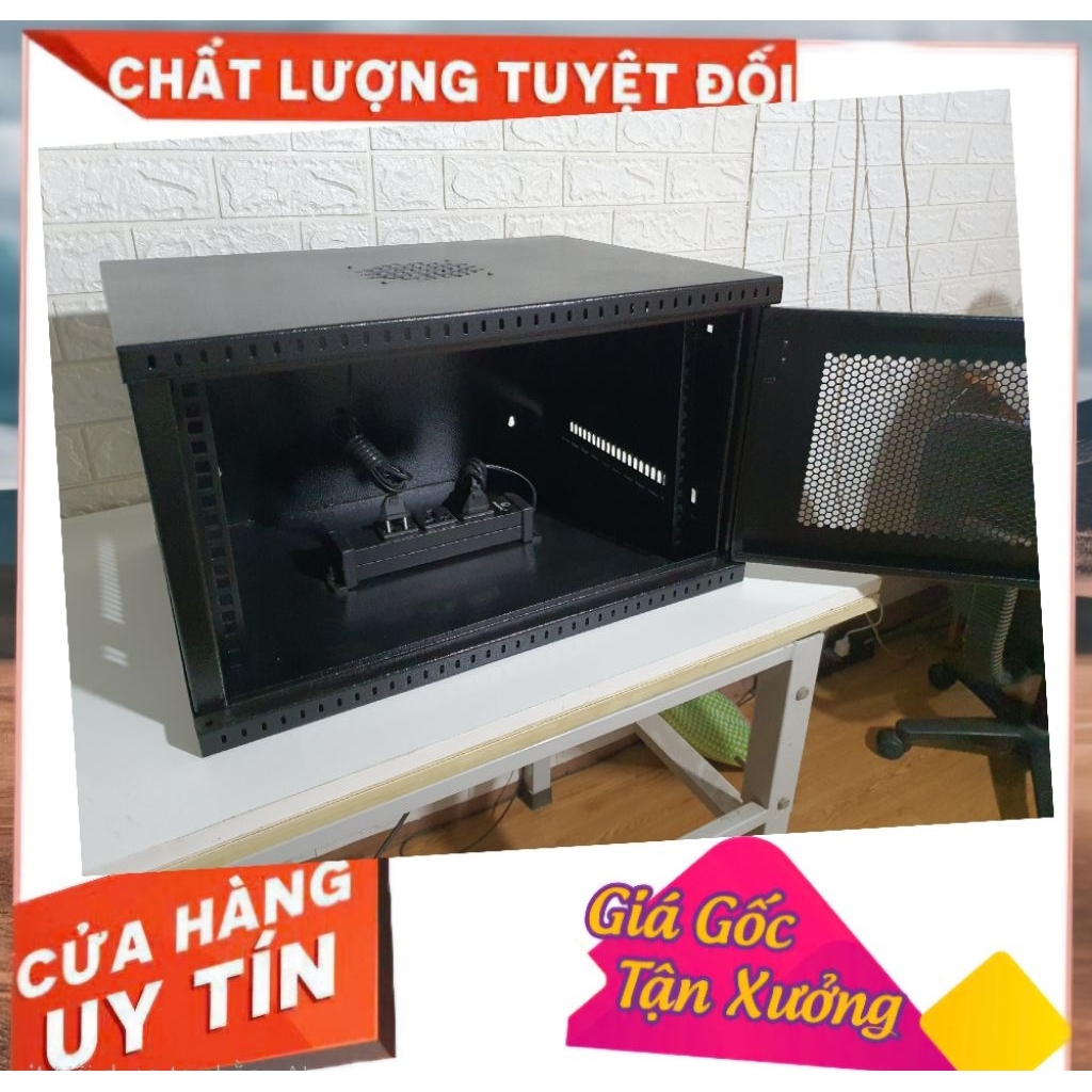 Tủ rack 6u tủ mạng 6u hàng dày thiết kế đẹp loại 1, cánh chốt âm mở êm ái