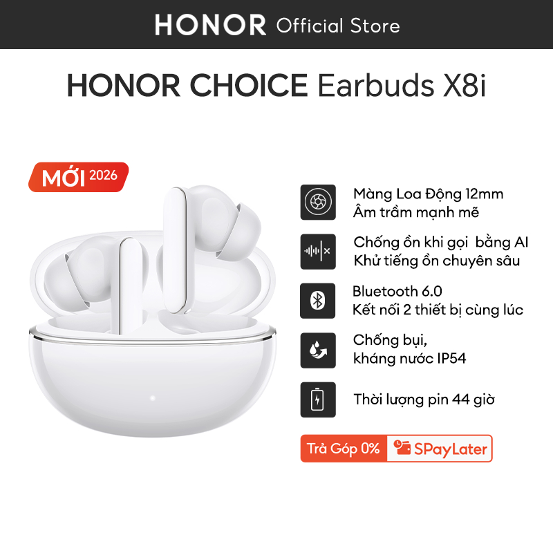 Tai Nghe Bluetooth Honor Choice Earbuds X8i | Bluetooth 6.0 | Pin 44 giờ | BH 12 tháng - Màu Trắng | BigBuy360 - bigbuy360.vn